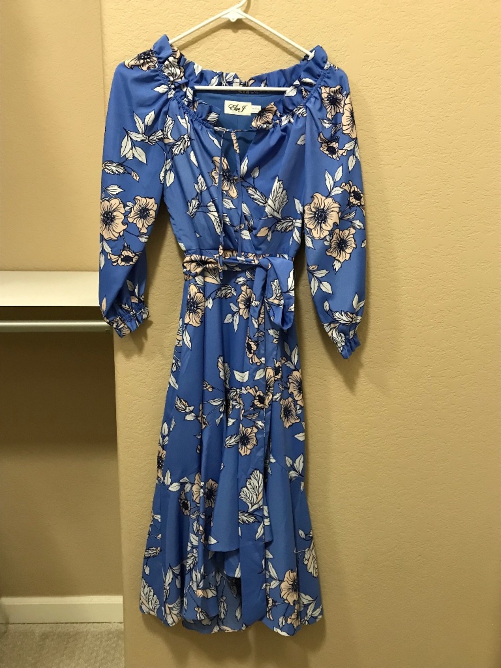 Blue floral hi-lo dress